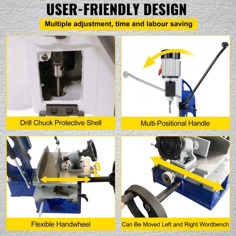 MS3816R - VEVOR 1/2" Mortise Machine with Adjustable Depth and Swiveling Base