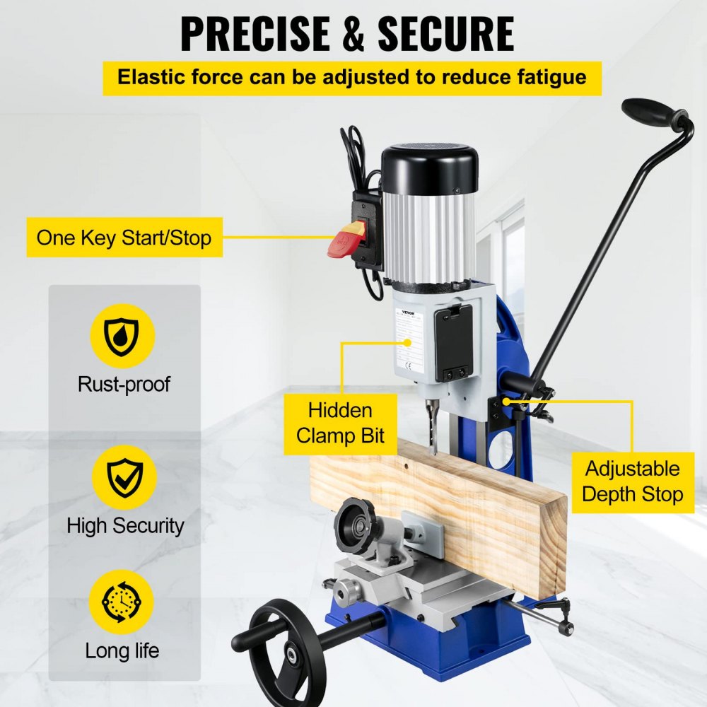 MS3816R - VEVOR 1/2" Mortise Machine with Adjustable Depth and Swiveling Base