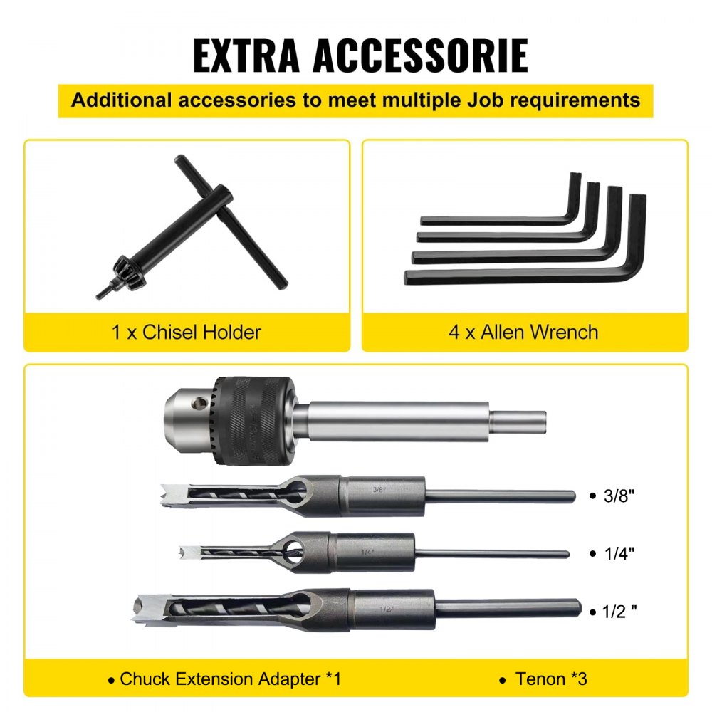 MS36127A3 - Heavy-Duty Cast Iron Mortise Machine for Woodworking