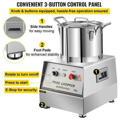 MP-FC310 - 10L Stainless Steel Food Processor with 1100W Power