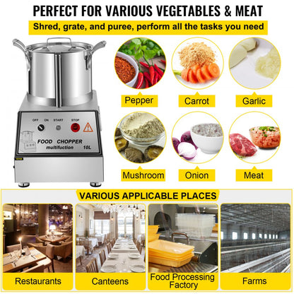 MP-FC310 - 10L Stainless Steel Food Processor with 1100W Power