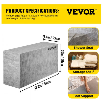 VV-FSLYD-Z38.2 - Waterproof Tileable Shower Seat for Comfort & Storage