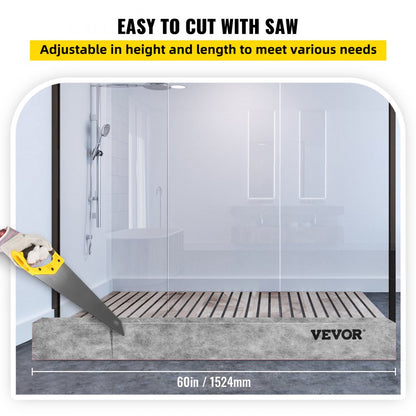 VV-LYDSB-60 - 60'' Waterproof XPS Shower Curb for DIY Bathroom Design