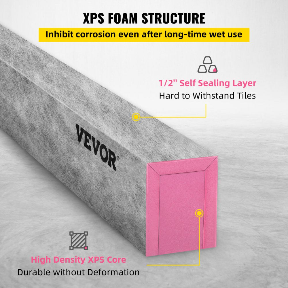 VV-LYDSB-60 - 60'' Waterproof XPS Shower Curb for DIY Bathroom Design