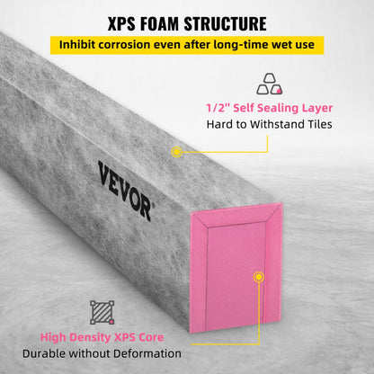 VV-LYDSB-60 - 60'' Waterproof XPS Shower Curb for DIY Bathroom Design