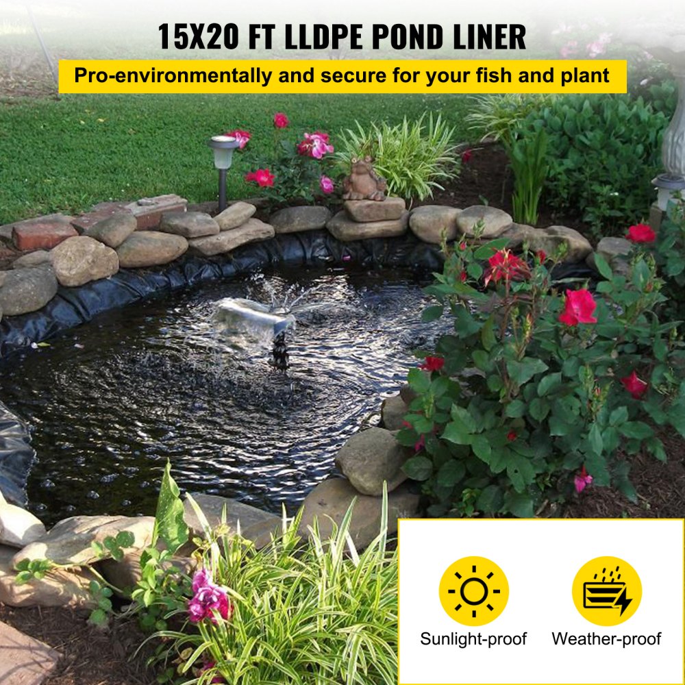 010590847018 - 15x20 ft 20 Mil Waterproof LLDPE Pond Liner