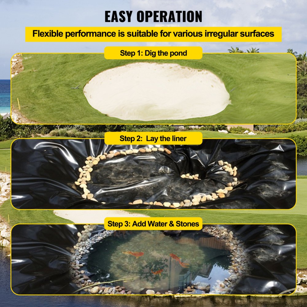 010465236930 - Durable 20x25 ft LLDPE Pond Liner for Fish and Plants