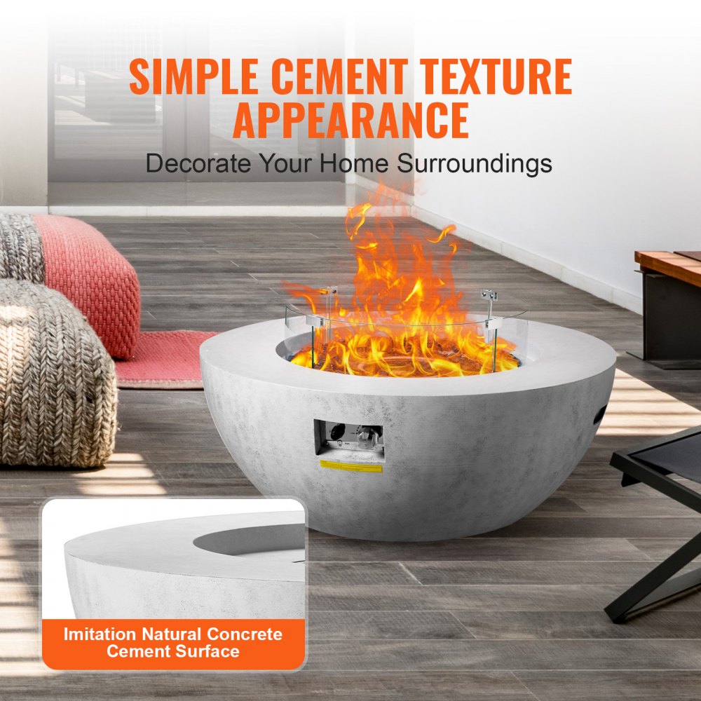 YSG30S01PL(G)019 - 39" Outdoor Concrete Propane Fire Pit with Stainless Steel Burner