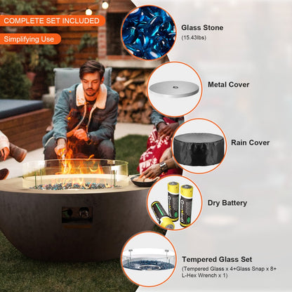 YSG30S01PL(G)019 - 39" Outdoor Concrete Propane Fire Pit with Stainless Steel Burner