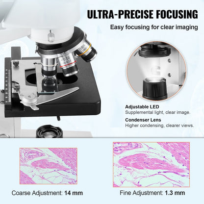 XSP-36 - VEVOR High-Definition Binocular Microscope 40X-2500X Magnification