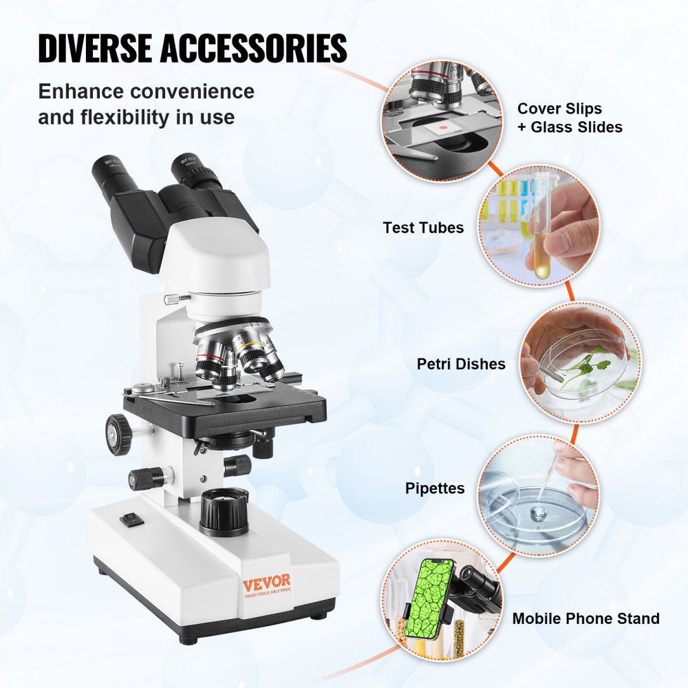 XSP-36 - VEVOR High-Definition Binocular Microscope 40X-2500X Magnification