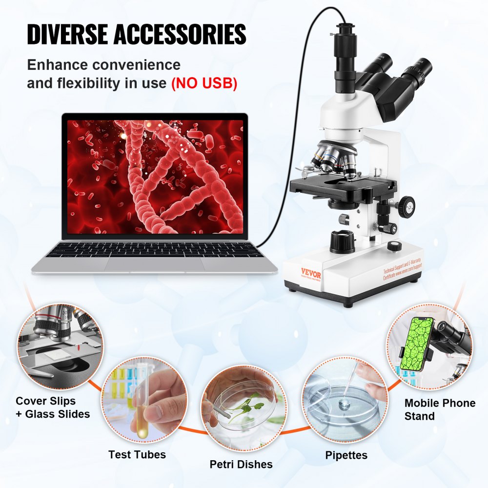 XSP-36TV - High-Def 40X-5000X Trinocular Microscope for Detailed Observations