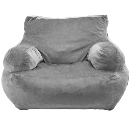 SM-FBB-07 - Cozy Grey Bean Bag Chair with Armrests and Plush Foam