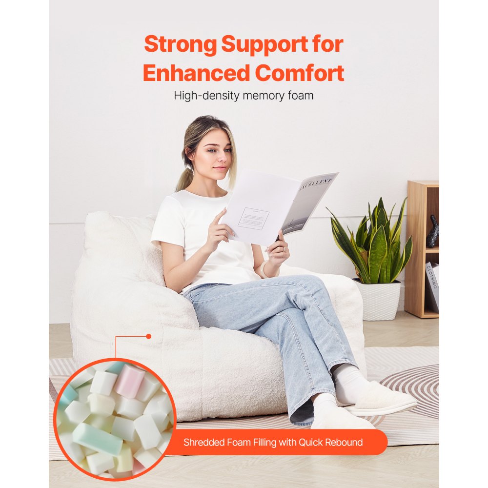 SM-SS-04 - Premium 3ft Memory Foam Bean Bag Chair for Relaxation