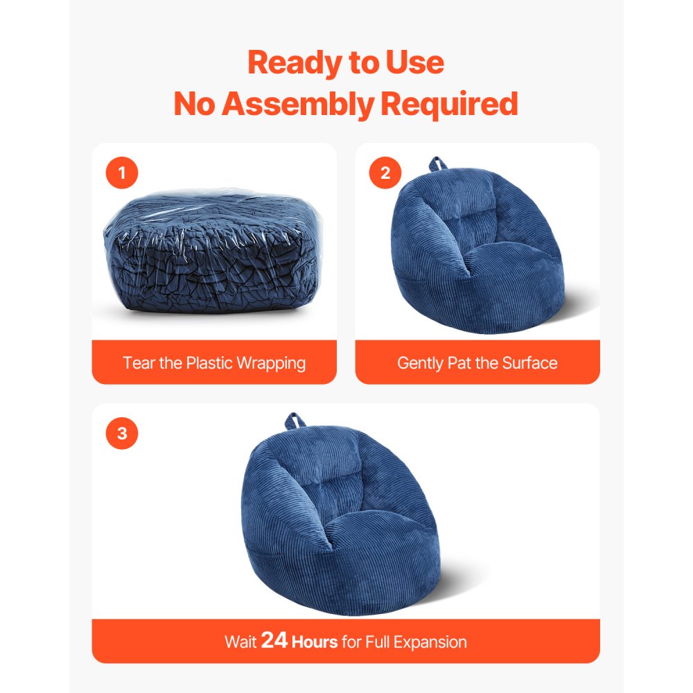 SM-SS-05 - 3ft Soft Fabric Bean Bag Chair with Memory Foam