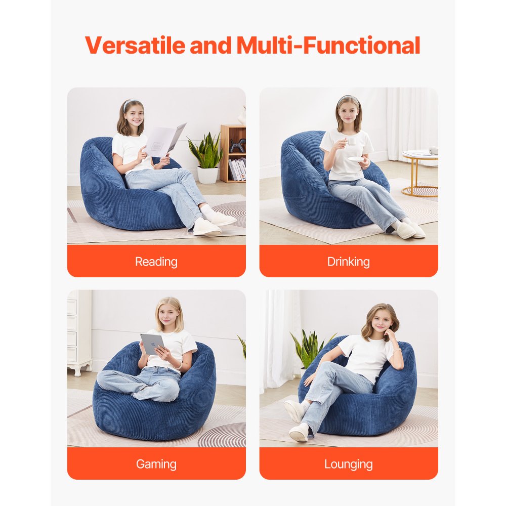 SM-SS-05 - 3ft Soft Fabric Bean Bag Chair with Memory Foam