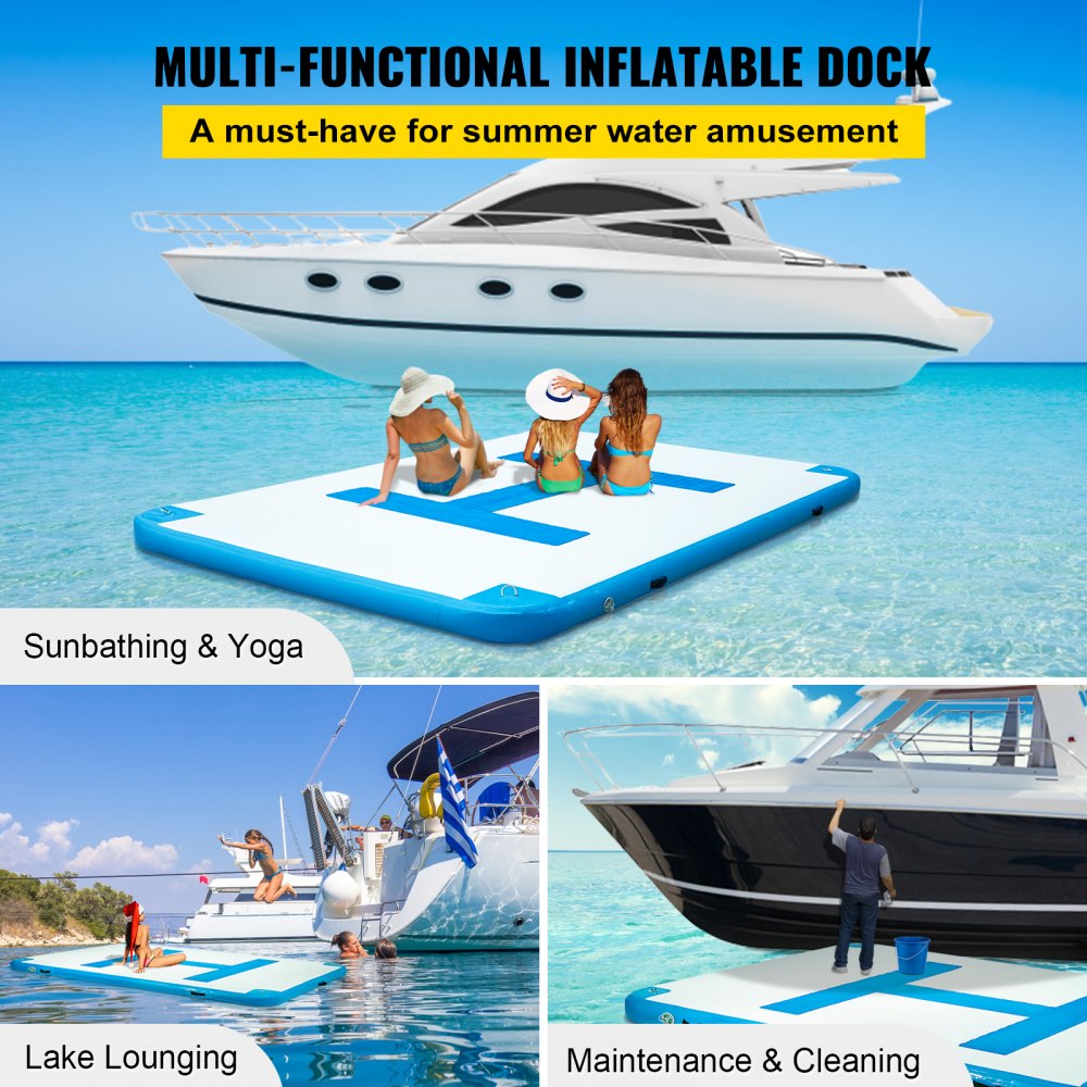 CQFT-8894 - Sturdy 10 x 6.5 ft Inflatable Dock Platform for 5-6 People