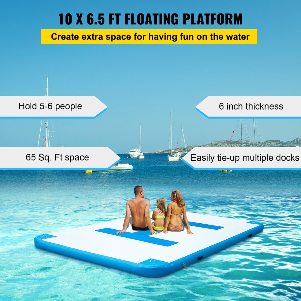CQFT-8894 - Sturdy 10 x 6.5 ft Inflatable Dock Platform for 5-6 People