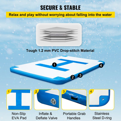 CQFT-8894 - Sturdy 10 x 6.5 ft Inflatable Dock Platform for 5-6 People