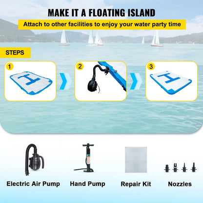 CQFT-8894 - Sturdy 10 x 6.5 ft Inflatable Dock Platform for 5-6 People