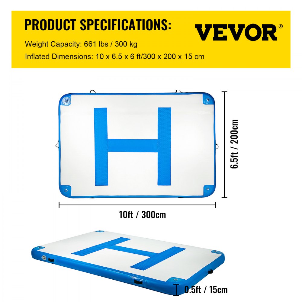 CQFT-8894 - Sturdy 10 x 6.5 ft Inflatable Dock Platform for 5-6 People