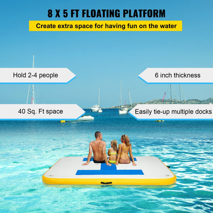 CQZP-8870 - 8x5 ft Inflatable Floating Dock with Electric Air Pump