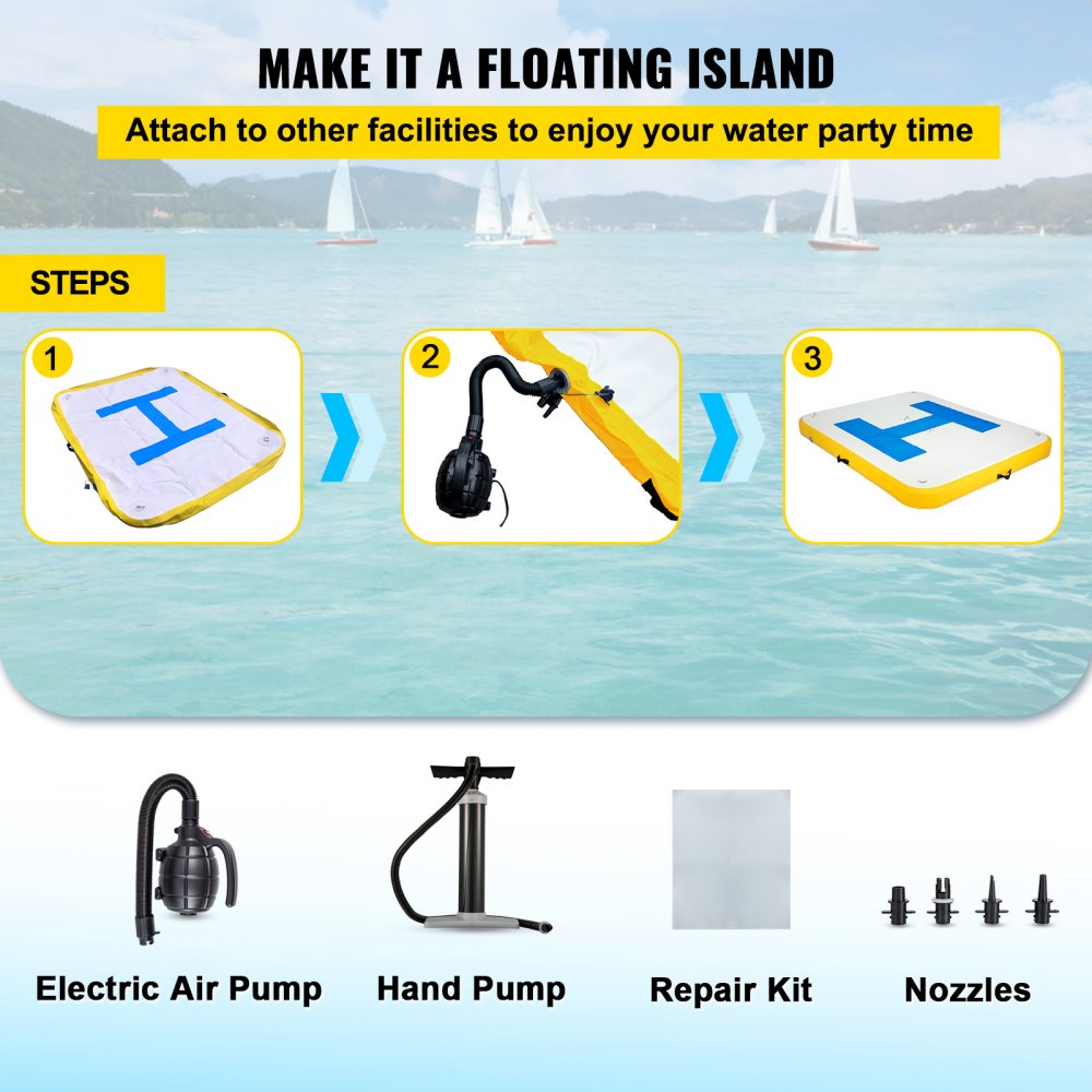 CQZP-8870 - 8x5 ft Inflatable Floating Dock with Electric Air Pump