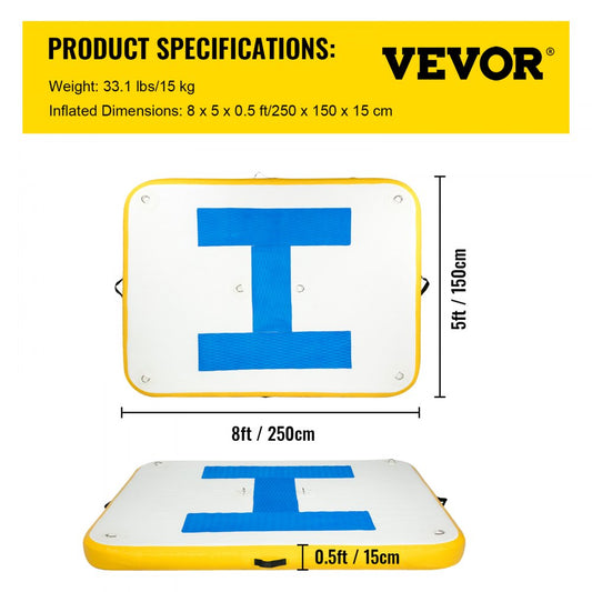 CQZP-8870 - 8x5 ft Inflatable Floating Dock with Electric Air Pump
