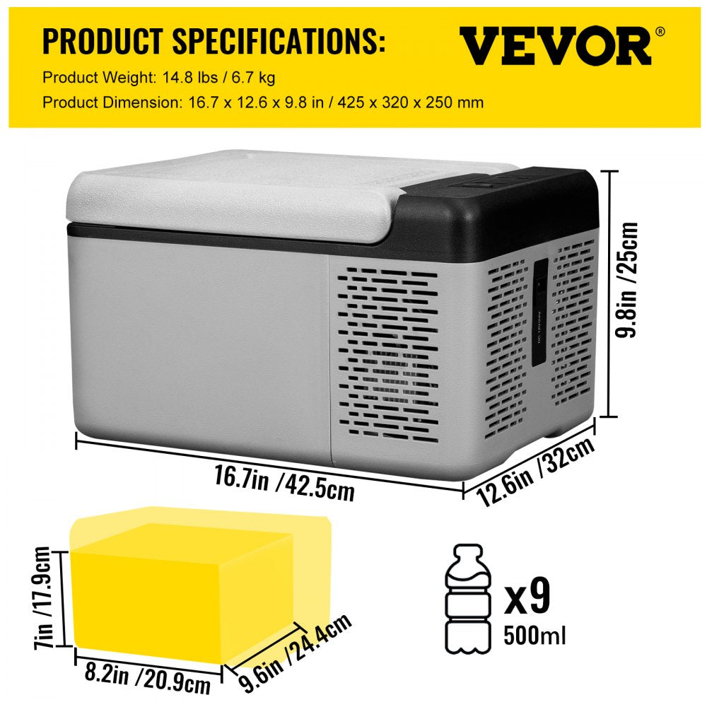 C9 - Compact 10 Qt Portable Fridge/Freezer with Digital Control Panel