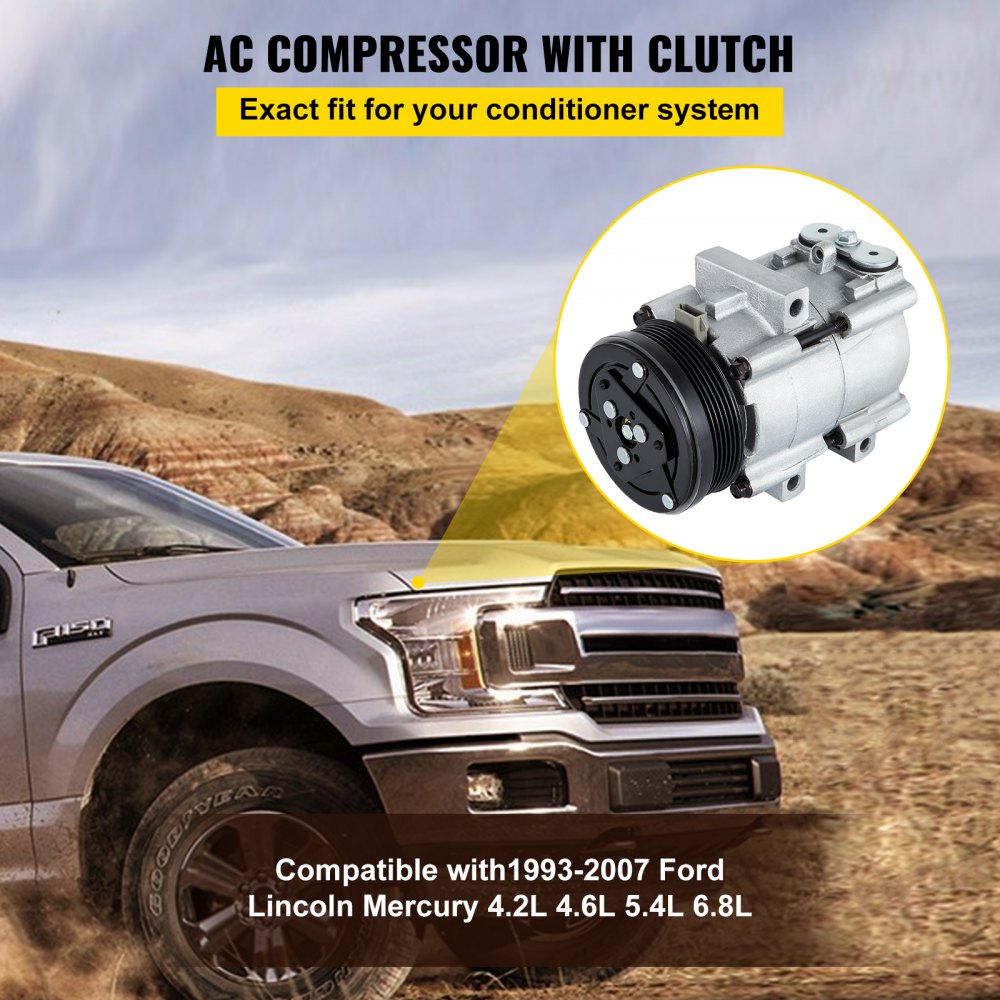 010350731464 - 1993-2007 Ford A/C Compressor, High-Performance Aluminum Alloy