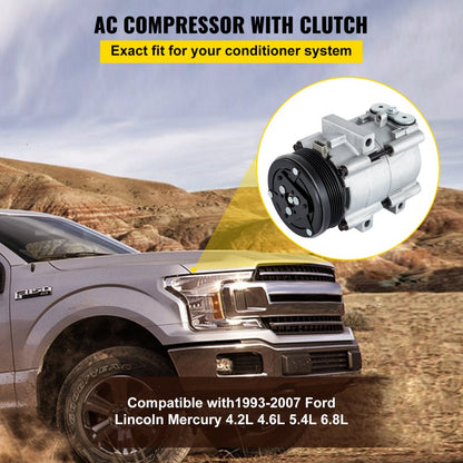 010350731464 - 1993-2007 Ford A/C Compressor, High-Performance Aluminum Alloy