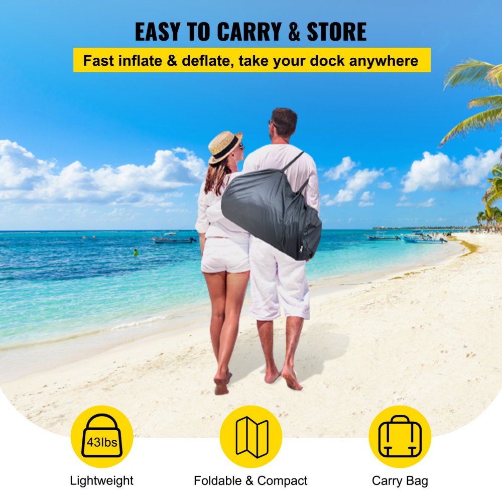 CQFT-7868 - Spacious 13'x6.5' Inflatable Dock with Non-Slip Surface