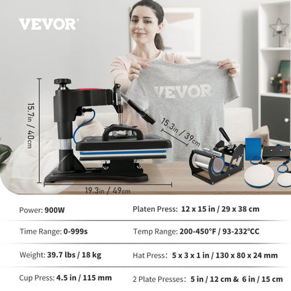 TLM13135 - 5-in-1 VEVOR Heat Press 12x15" for Creative Projects