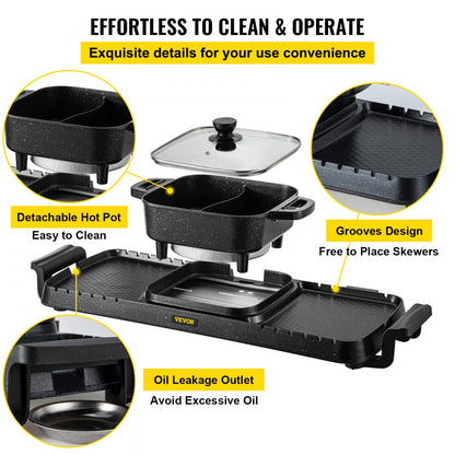 VV-HP-F-2200 - 2 in 1 2400W Indoor Grill & 2.5Qt Hot Pot