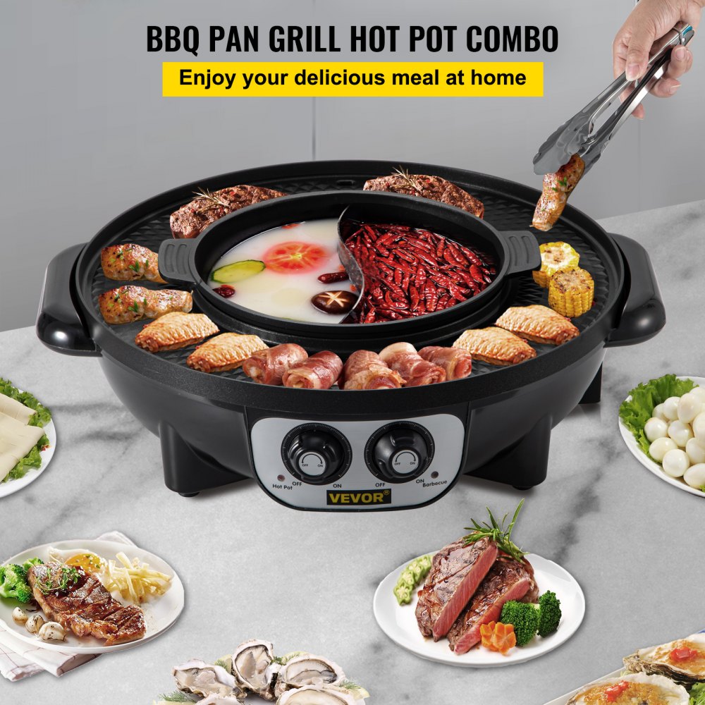 MG-8072 - 2-in-1 Indoor Grill & Hot Pot with 2200W Power