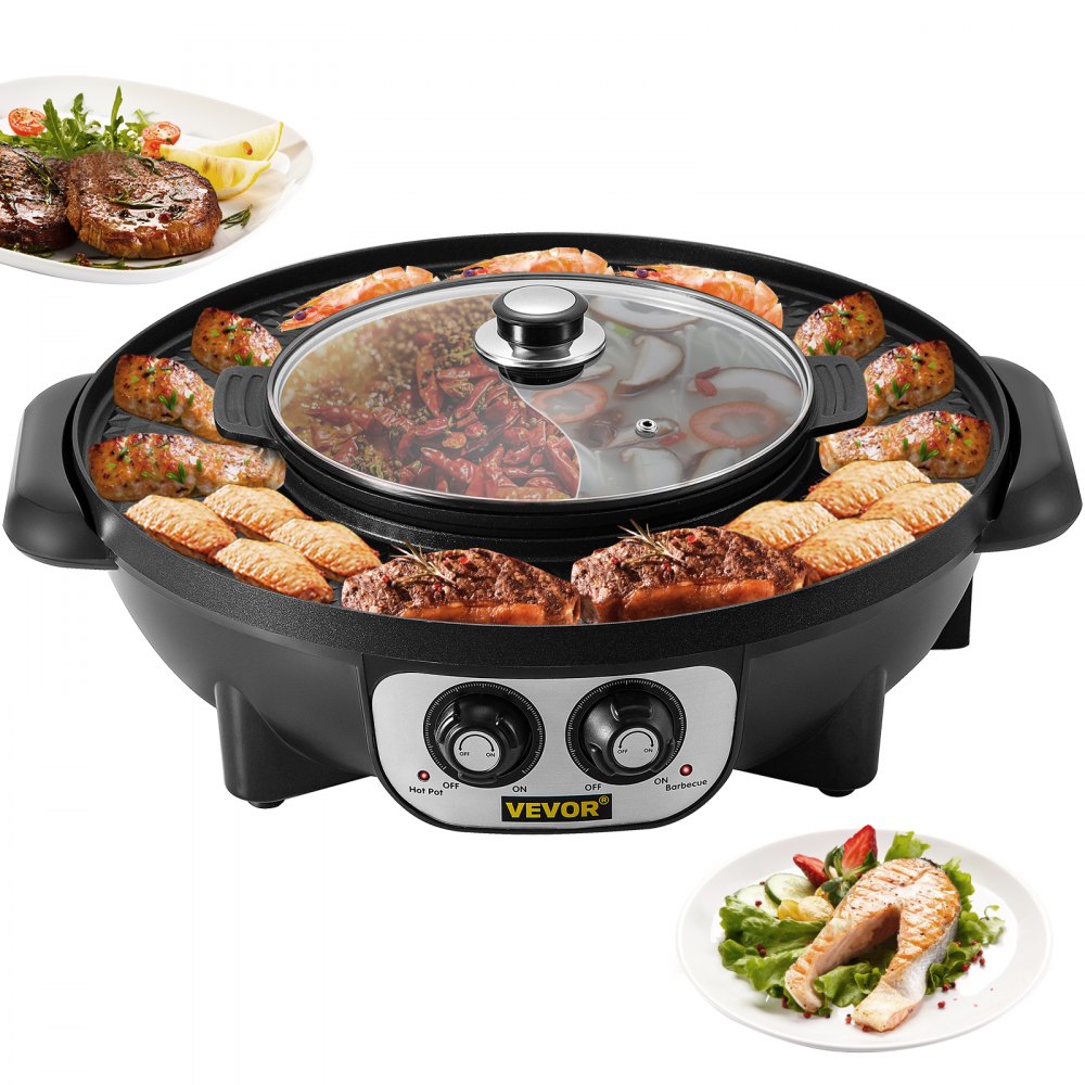 MG-8072 - 2-in-1 Indoor Grill & Hot Pot with 2200W Power
