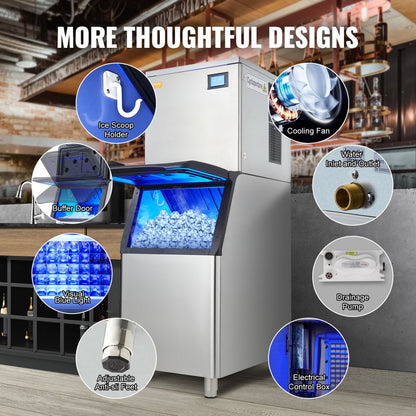 LB400TA - 400LBS/24H Commercial Ice Maker with 330.7LBS Storage Bin