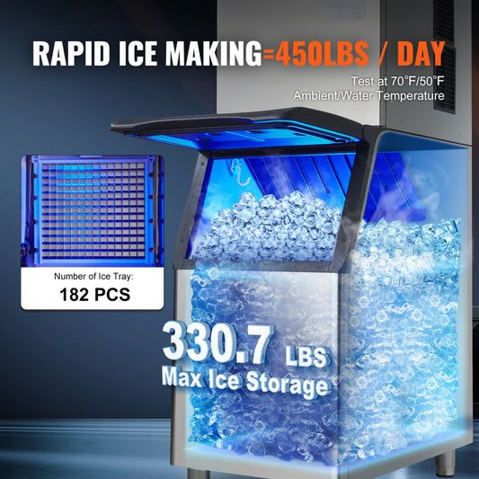 LB440TA - Efficient 450 lbs/24h Ice Maker with 330.7 lbs Storage Bin