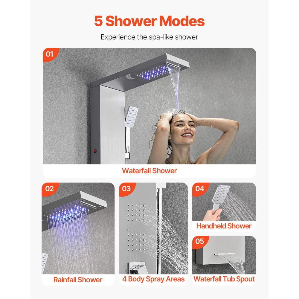 8124FL - Multifunctional Shower Panel with Rainfall & Waterfall Modes