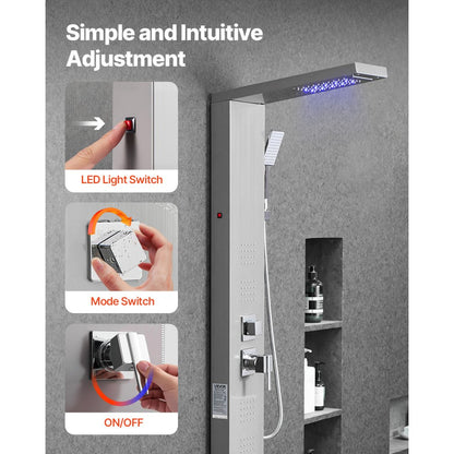 8124FL - Multifunctional Shower Panel with Rainfall & Waterfall Modes