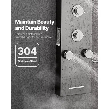 8108FH - Customizable Stainless Steel Shower Tower with Rainfall & Massage Jets