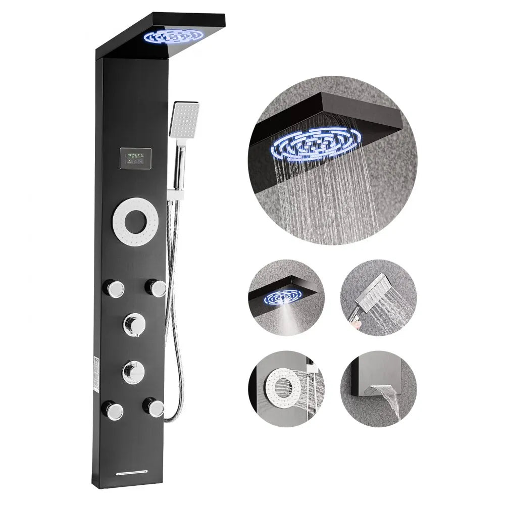 8108FH - Customizable Stainless Steel Shower Tower with Rainfall & Massage Jets