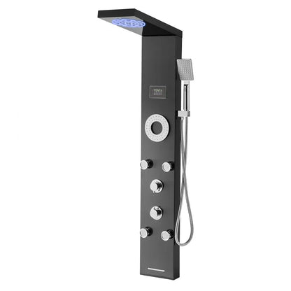8108FH - Customizable Stainless Steel Shower Tower with Rainfall & Massage Jets