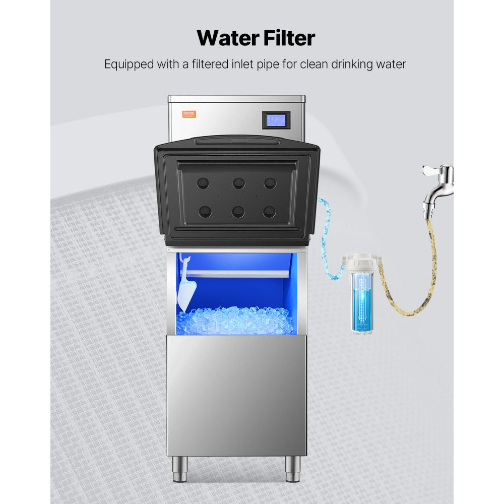 LSB250 - 250 lbs Stainless Steel Ice Storage Bin with Water Filter