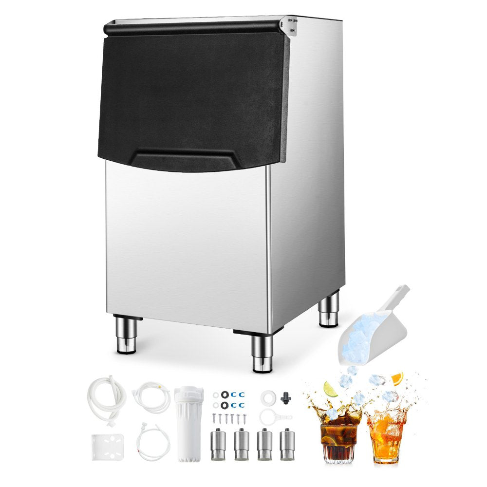200Ib - Commercial Ice Storage Bin with Water Filter & Gravity Drainage