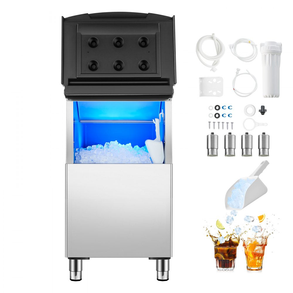 200Ib - Commercial Ice Storage Bin with Water Filter & Gravity Drainage