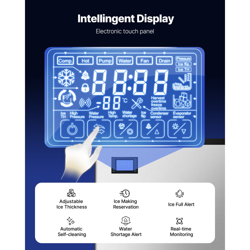 SKF-800BLS - 800 lbs/24h Stainless Steel Ice Maker Head for Commercial Use