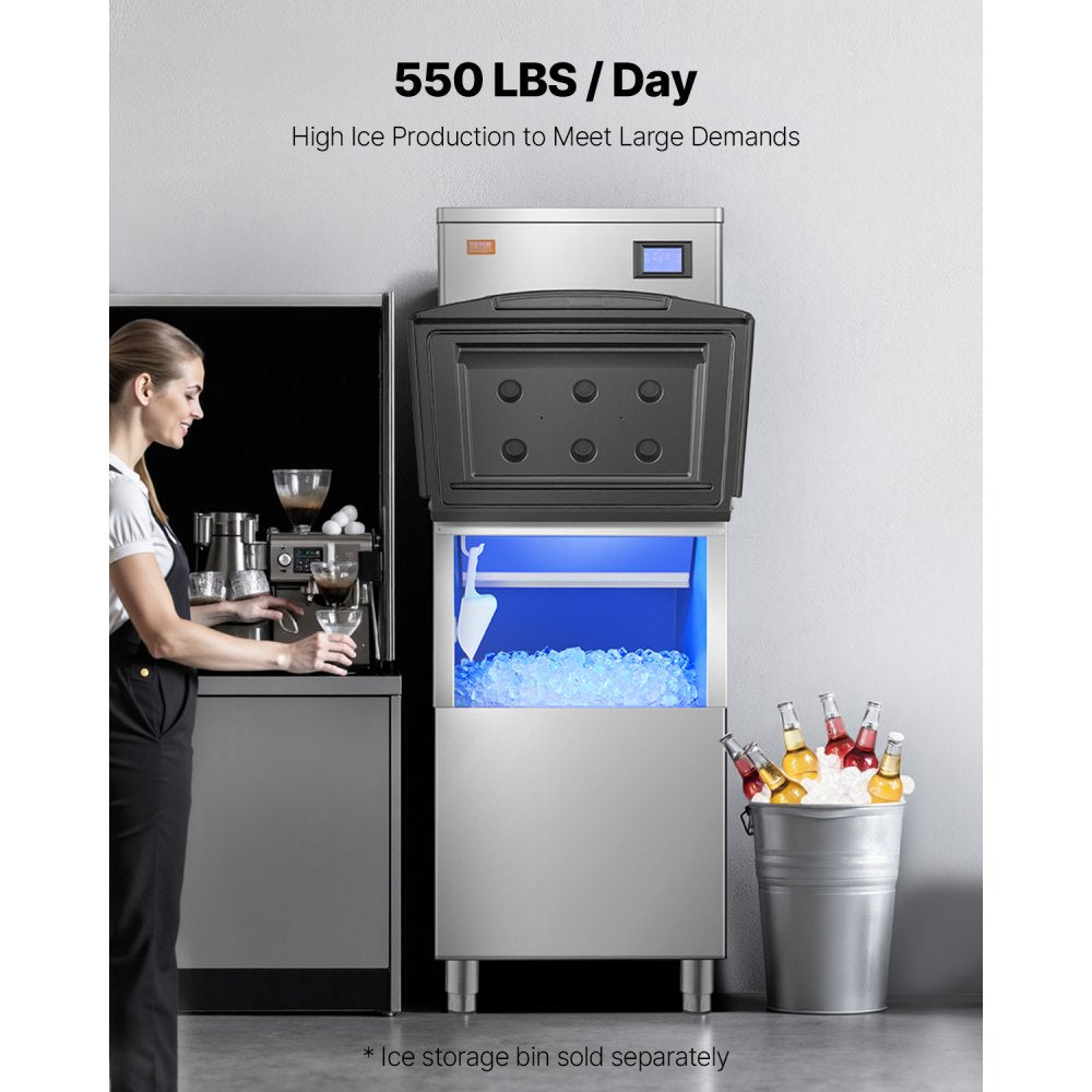 LB550TA - 550 lbs/Day Stainless Steel Commercial Ice Maker with Storage