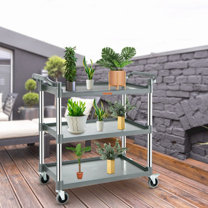 010300824265 - 3-Tier Polypropylene Service Cart with Swivel Casters