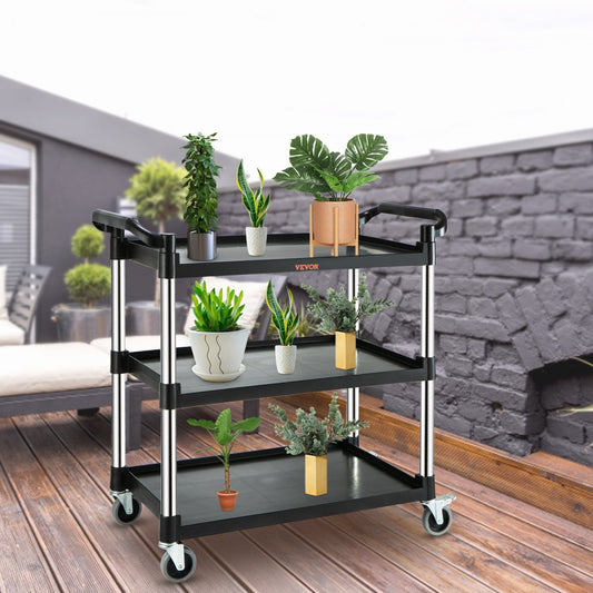 010216075532 - 3-Tier Aluminum Utility Cart, 220 lbs Load Capacity